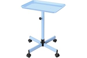 FLOLXNB Salon Tray Cart on Wheels,Premium Aluminum Rolling Tray,Salon Color Tray,Tattoo Tray Dental Tray,Hair Stylist Tray with Height Adjustable,Salon Service Tray,Blue