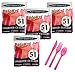 Party Essentials Hard Plastic Cutlery Combo Pack Available in 15 Colors, Neon Pink, 68 Place Settings