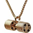 Dumbbell Necklace Stainless Steel Couples Barbell Pendant Keep Fit Jewelry Valentines' Gift (Champagne big)