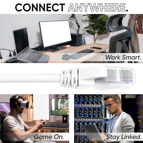 Mr. Tronic Cat 6 Ethernet Cable 35m, LAN Network Cable with RJ45 Connectors for Fast and Reliable Internet Connection, with AWG24 Connection | Cat6 CCA UTP Internet (35 Meters, White)