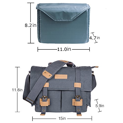 DSLR SLR Camera Bag,MOACC Canvas Vintage Camera Messenger Bag Shoulder Bag with Shockproof Insert(BBK3)