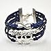 Ac Union Handmade Puzzle Piece Jigsaw Puzzle Infinity Leather Bracelet for Women Girl - All Dark Blue