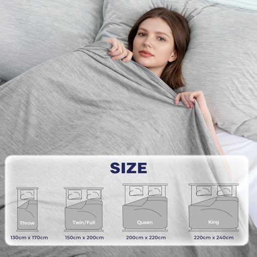 Luxear Cooling Blanket for Summer, Blanket with Cold Feeling Technology, Soft Lightweight Blanket for Sofa, Armchair, Adult, Baby, Child, Dog, Travel, Car, 220 x 240 cm, Grey