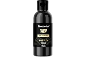 Shuttle Art Black Fabric Paint, 4 oz(100 ml) Fabric Paint for Clothes Permanent, Non-Toxic Textile Paint for DIY Arts & Crafts, T-Shirts, Shoes, Jeans, Ideal for Base Coverage, Blending & Detailing