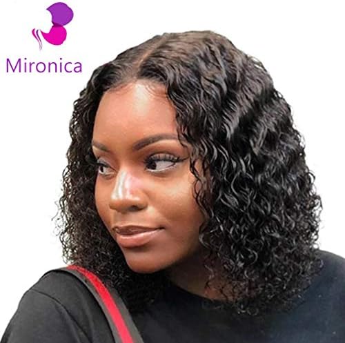 Deep wave lace front wigs human hair pre plucked with baby hair deep wave Frontal wig for black women bob wig Brazilian virgin unprocessed natural color glueless 13×4 150% density 12 Inch