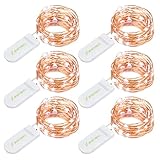 Oak Leaf Twinkle Lights, 6 Set of 30 LED Micro String Lights Battery Operated Fairy Lights, Copper Wire, Cool White, 9.8 Feet, for DIY Wedding Home Bedroom Party