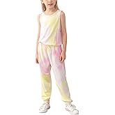 GORLYA Girl's Sleeveless Solid Casual Jumpsuit Rompers Harem Pants Outfits for 4-14T