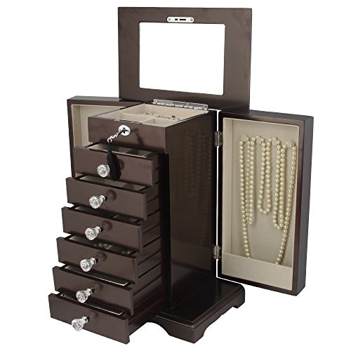 Kendal Wooden Jewelry Box Organizer Wood Armoire Storage Box