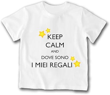 I Miei Regali Di Natale.T Shirt Bimbo Maglia Maglietta Bambino Natale Keep Calm And Dove Sono I Miei Regali Amazon It Abbigliamento