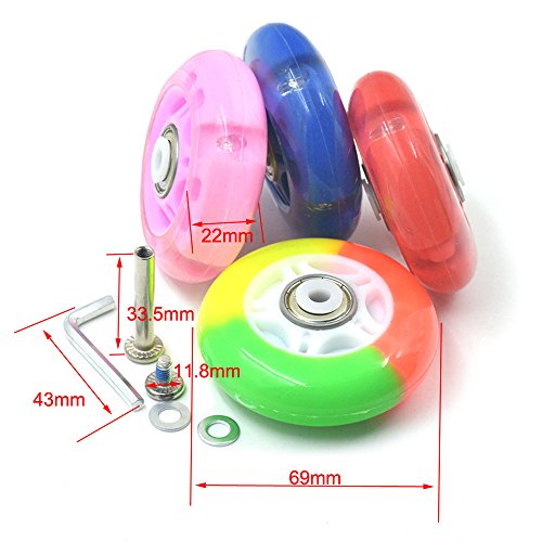 Fujiyuan 1 pcs Outdoor Light Inline Sliding Flash PU Roller Skate Wheels 70mm replacement parts Rainbow color