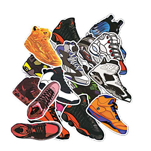 Yubbaex AJ Sneaker Stickers 100 Pcs Jordan Laptop Stickers Pack Cool Vinyl Waterproof Sticker for Pad MacBook Car Snowboard Bicycle Luggage Decal (AJ Sneakers 100 Pcs)