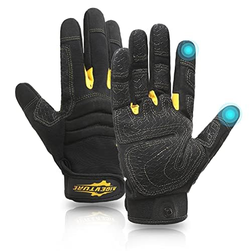 AIGEVTURE Mens Work Gloves with Grip Touchscreen Mechanic Gloves for Men Black — image 1