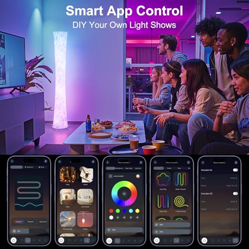 WORLD WIN Floor Lamp, 61'' Smart RGB LED Corner Lamp with Music Sync and 16 Million DIY Colors, 3 Color Temperature, APP & Remote Control, Color Changing Standing Floor Lamp for Bedroom Living Room