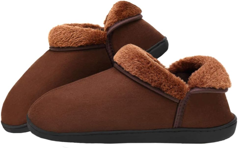WATMAID Womens/Mens Cotton House Slippers, Bootie Slippers Memory Foam Fleece Lining for Indoor/Outdoor