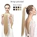 SARLA Ponytail Hair Extension Wrap Around Long Straight 24 Inch Synthetic Hairpiece for Women Beach Blonde