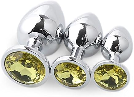 SHVB3UE 3pcs Stainless Steel Diamonds Massager Toys for Beginner Advanced Use (Gold)