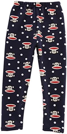 YLTkids Baby Girls Kids Winter Fleece Lined Leggings Pants Floral Trousers-Black monkey-140