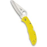 Spyderco Salt 2 Folding Pocket Knife, PlainEdge, C88PYL2 | Yellow, 7.2" Overall Length, 3" H-2 Steel Blade, FRN Handle, Back Lock, Full-Flat Grind