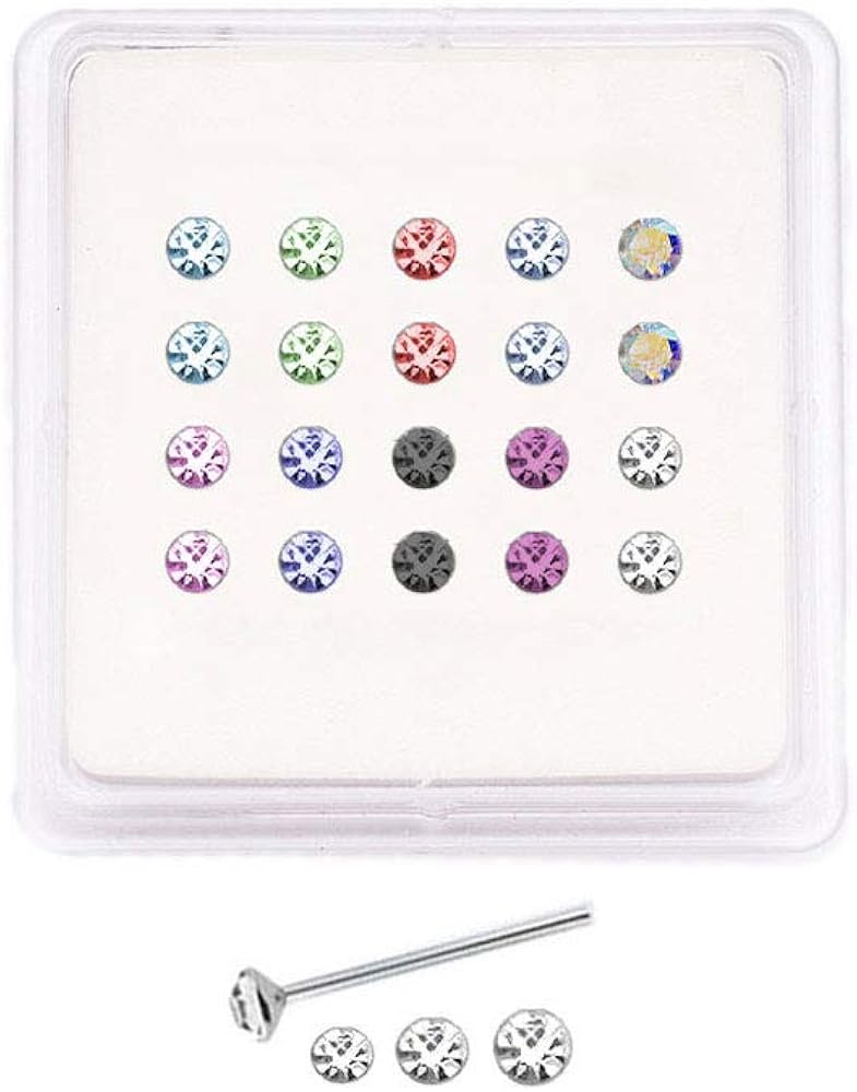 20 Pack 925 Sterling Silver Nose Studs Rings 1.5mm Round
