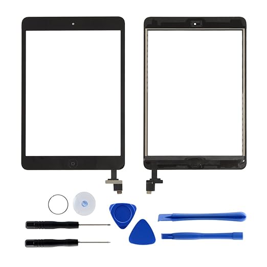 Dazone für iPad Mini 1 2 Touchscreen Digitizer Ersatz Glas Display Bildschirm mit IC Chip Home Button und Werkzeug (Schwarz)