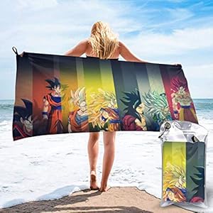 milkcolor Hashramarket Fashion Microfiber Camping Towels, Dragon Ball Super Z Son Goku Quick Dry Sports Towel with Gift Bag, Ultra Compact Towels for Pool Traveling Yoga