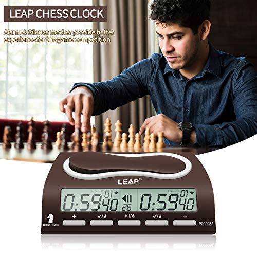 LEAP Chess Clock Digital Chess Timer Professional for Board Games Timer with Alarm Function (Official Store) Black - Thumbnail 2