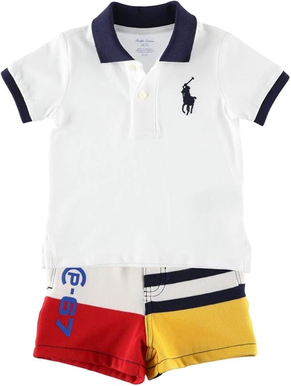 Amazon Co Jp ラルフローレン ベビー 半袖 セットアップ シャツ ショートパンツ ベビー キッズ 男の子 Polo Shirt Fleece Short Set 上下セット サイズ 9m カラー White 並行輸入品 服 ファッション小物