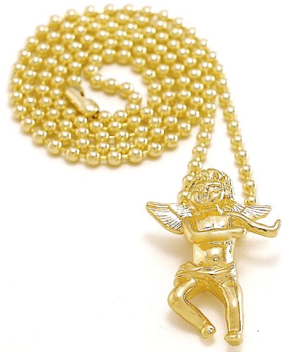 GWOOD Angel Necklace Small Size Gold Color With 27 Inch Ball Chain