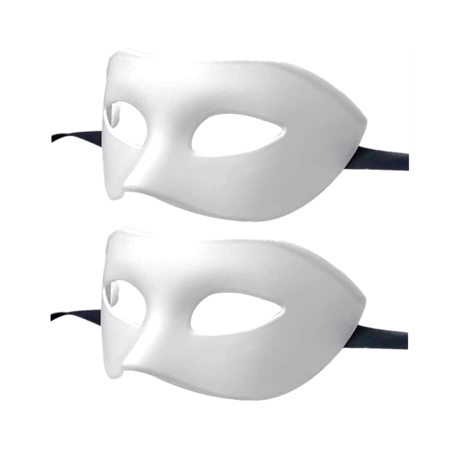 LECMACY Men Women Masquerade Mask, High Elastic Bendable Plastic Half Face Eye Mask, Solid Color, Suitable for All Prom (White 2 Pack)