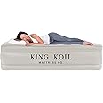 King Koil Luxury Air Mattress 16in Full Size Beige with Built-in Pump for Home, Camping & Guests-Inflatable Airbed Luxury Double High Adjustable Blow Up Mattress, Durable - Portable and Waterproof