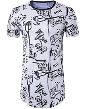 Men's Hipster Hip Hop Short Sleeve Longline T Shirt