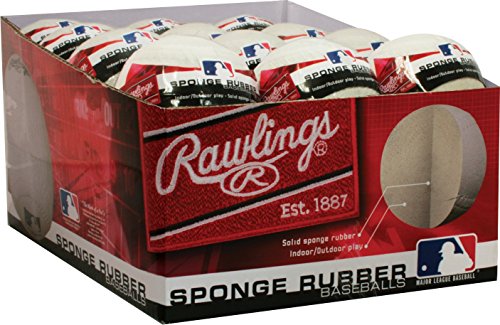 Rawlings Sponge Rubber Indoor/Outdoor Play Non-Marking Baseballs, Youth (Box of 24), RSRBSW2-24