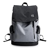 KAKA Lightweight Canvas Backpack Shoulder Daypack for 15.6-Inch Laptops Black Gray