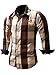 Neleus Men's Long Sleeve Button Down Plaid Shirts,112,Coffee,XL,Tag 2XL