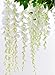 Lannu 12 Pack 3.6 FT Long Artificial Wisteria Flowers Silk Hanging Vine Ratta Flowers String Bush for Home Wedding Party Decor, Cream