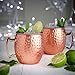 VonShef Moscow Mule Mugs Set, Copper Finish, Hammered Effect Moscow Mule Cups, Barrel Style Mug, Set of 2