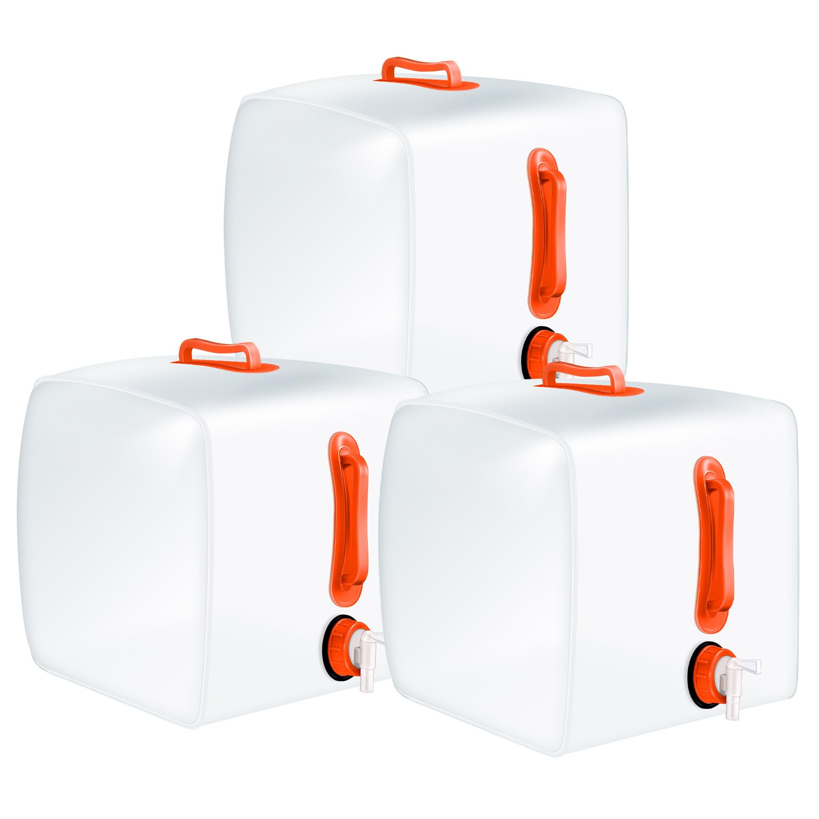 Photo 1 of Reallnaive 3 Pack Collapsible Water Container with Spigot, Foldable Camping Water Container Portable Camping Storage Carrier Jug for Outdoors Hiking Emergency Kit Backpack(5.3 Gallon,Orange,3 Pcs)