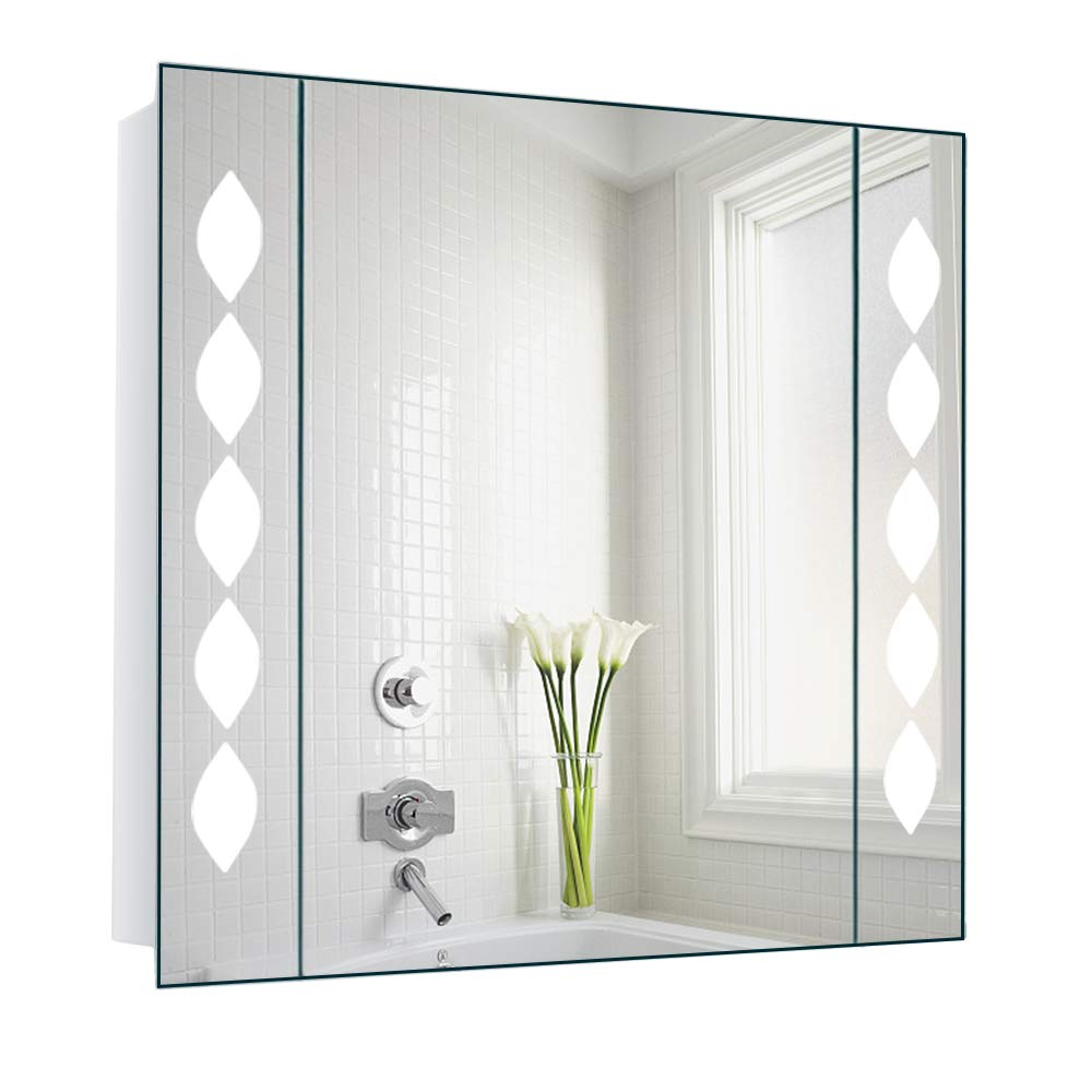 Warmiehomy 640x600mm Modern LED Illuminated Bathroom Mirror