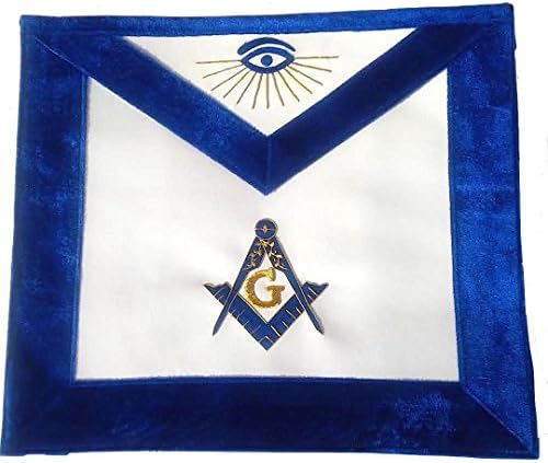 Masonic Master Mason Royal Blue Chenille Fabric Borders Apron For Freemasons Regalia