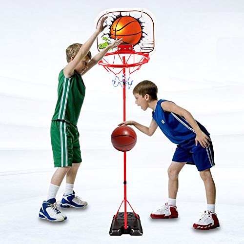 WISHTIME Mini Kids Basketball Hoop Toy - Height Adjustable Portable Toddler Basketball System with Sturdy Base, Ball and Pump for Kids, Toddlers Indoor and Outdoor