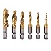 6Pcs Metric Thread M3-M10 Coated HSS Spiral Flute Metric Taps Set Metric Thread Tap Drill and Tap Bits 1/4