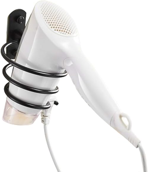 NSCMQSL Wall Mounted Bathroom Tray with Hair Dryer Holder Organizer Space Saving Solution for Bedroom Bathroom Ideal for Flat Iron Curling Wand More - Black (Black)