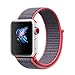 QIENGO Qifit New Nylon Sport Loop with Hook and Loop Fastener Adjustable Closure Wrist Strap Replacment Band for iwatch Apple Watch Series 1 /2 / 3,42mm,Electric Pink