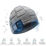 Bluetooth Beanie Hat, BCELIFE Wireless 4.0 Hands-Free Knit Music Cap with HD Stereo Speaker Headphone Mic Rechargeable USB for Winter Fitness Outdoor Sports &Christmas Gifts(Gray)