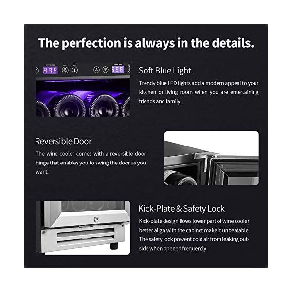 Karcassin-15-inch-Wine-Cooler-Refrigerator-Update-Version-Compressor-Wine-Bottle-Chiller--Dual-Temp-Zones--Stores-upto-28-Bottles