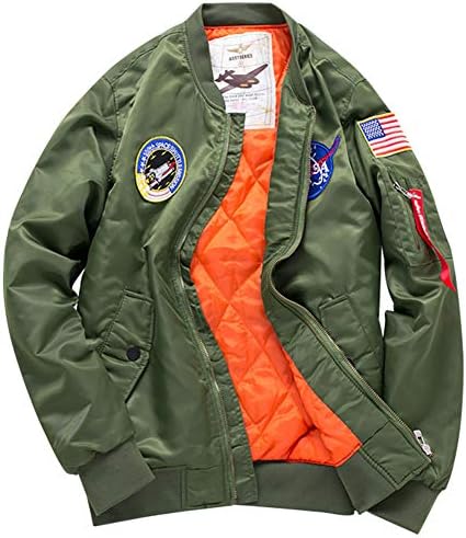 Mens USA Flag Lightweight MA-1 Flight Bomber Jacket Windbreaker Windproof Waterproof Coat