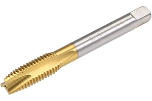 uxcell Spiral Point Plug Threading Tap M10 x 1.5 Thread, Ground Threads H2 3 Flutes, High Speed Steel HSS 6542, Titanium Coat