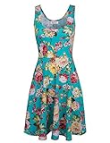 Tom's Ware Womens Casual Fit and Flare Floral Sleeveless Dress TWCWD054-GREEN-US L