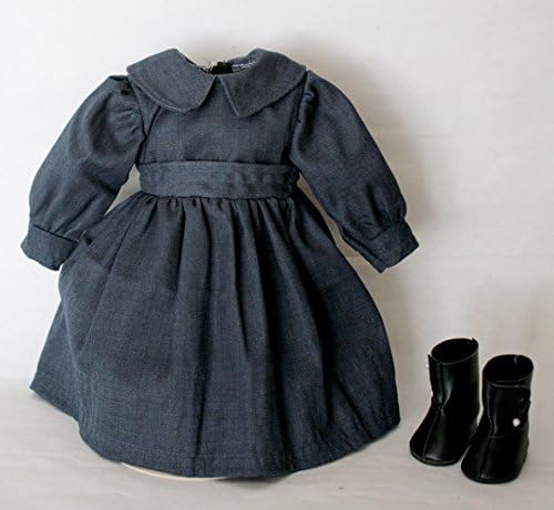 Porcelain Doll Khaki Cotton Dress Collar W. 5.5 cm, Shoulder W. 10 cm, Sleeve L. 12 cm, Cuffs W. 3 cm, Bust W. 9.5 cm, Waist 11 cm, Overall L. 24 cm.,May Fit 16-17" Doll