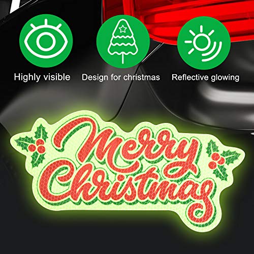 Bright Reflective Christmas Car Magnet Decorations Set, Large Merry Christmas Sign Car Magnet Reflective Decal for Car Fridge Garage Mailbox Vehicle Xmas Holiday Décor(Merry Christmas Sign), 3pack - Thumbnail 3